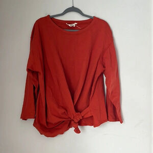 Free People Beach Long Sleeve Front Tie Top Size XS Petite